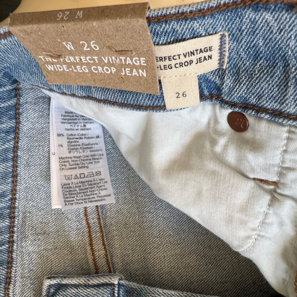 NWT Madewell The Perfect Vintage Crop Jeans Blue Raw Hem High Rise 26 Sold Out! - Picture 8 of 10